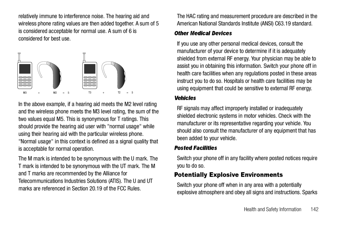 Samsung GH68-22565A user manual Potentially Explosive Environments, Other Medical Devices, Vehicles, Posted Facilities 