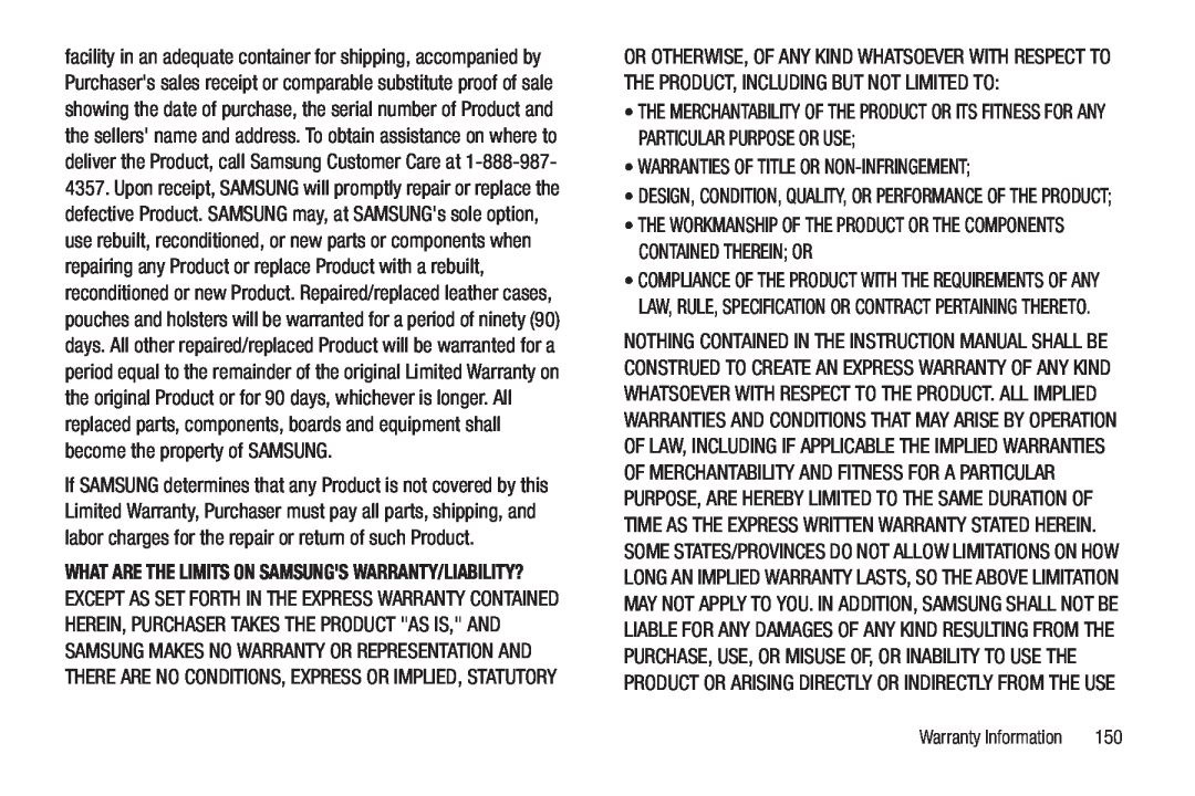 Samsung GH68-22565A Warranties Of Title Or Non-Infringement, What Are The Limits On Samsungs Warranty/Liability? 