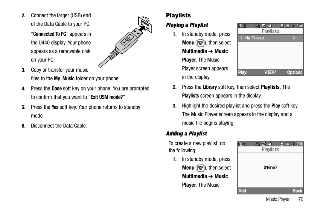 Samsung GH68-22565A user manual Playlists, Playing a Playlist, Adding a Playlist 