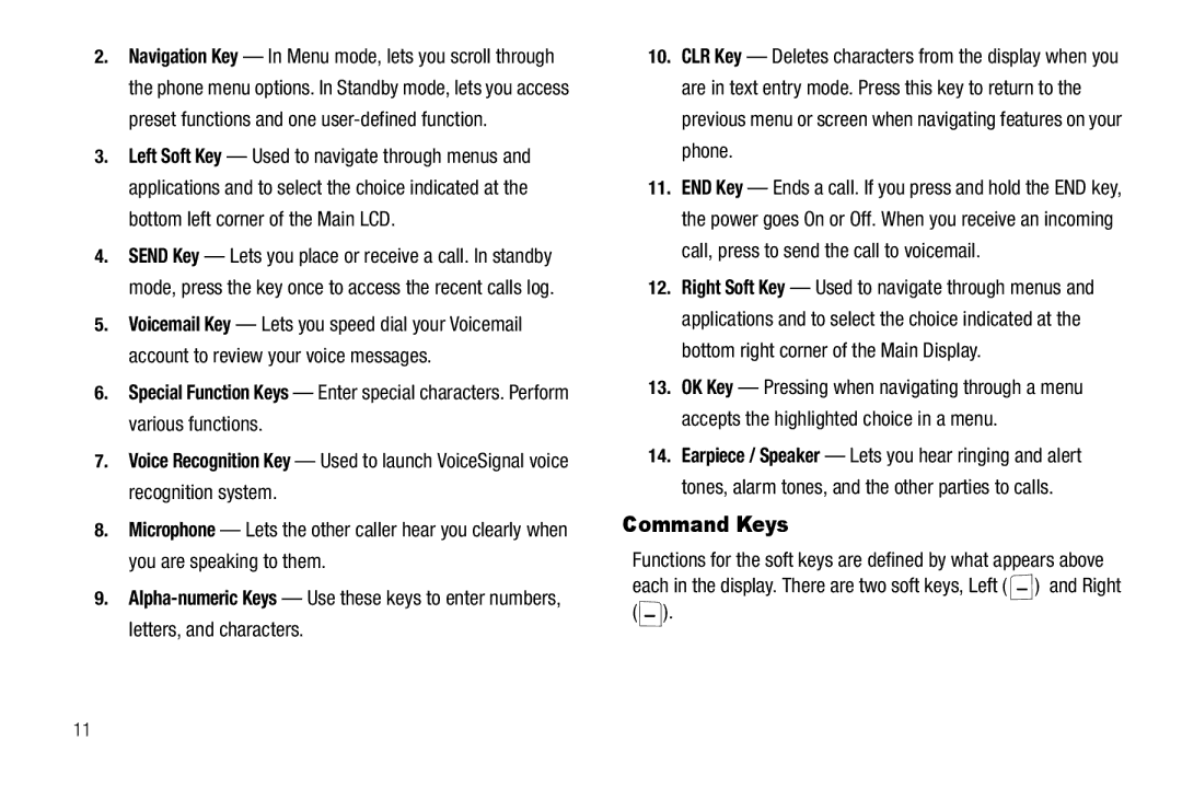 Samsung GH68-22573A user manual Command Keys 