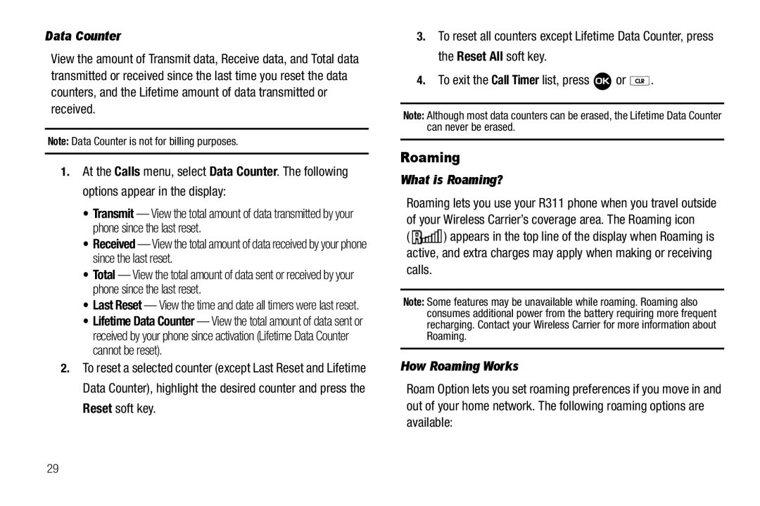 Samsung GH68-22573A user manual Data Counter, What is Roaming?, How Roaming Works 