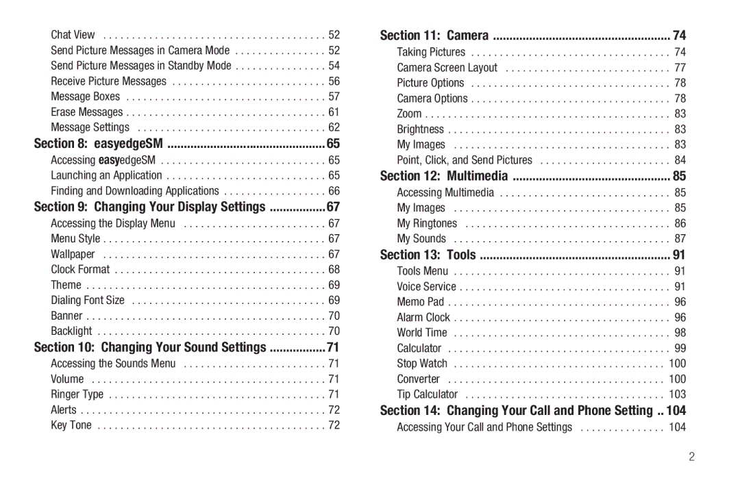 Samsung GH68-22573A user manual Changing Your Call and Phone Setting, 104 