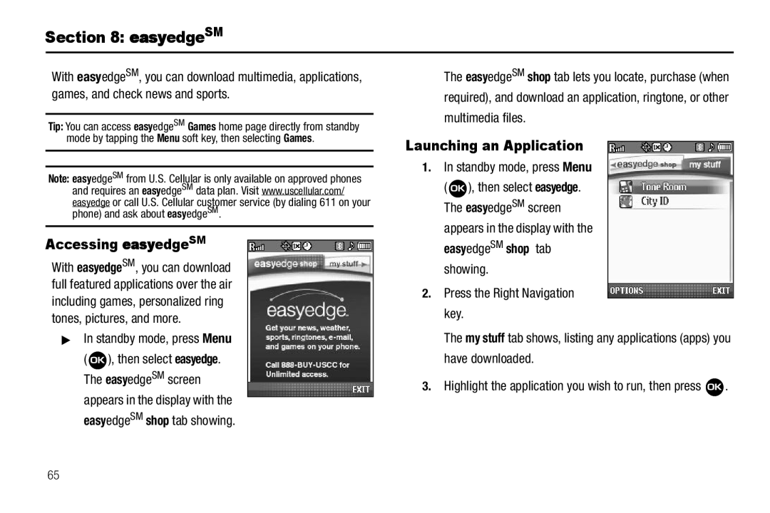 Samsung GH68-22573A user manual EasyedgeSM, Accessing easyedgeSM, Launching an Application 