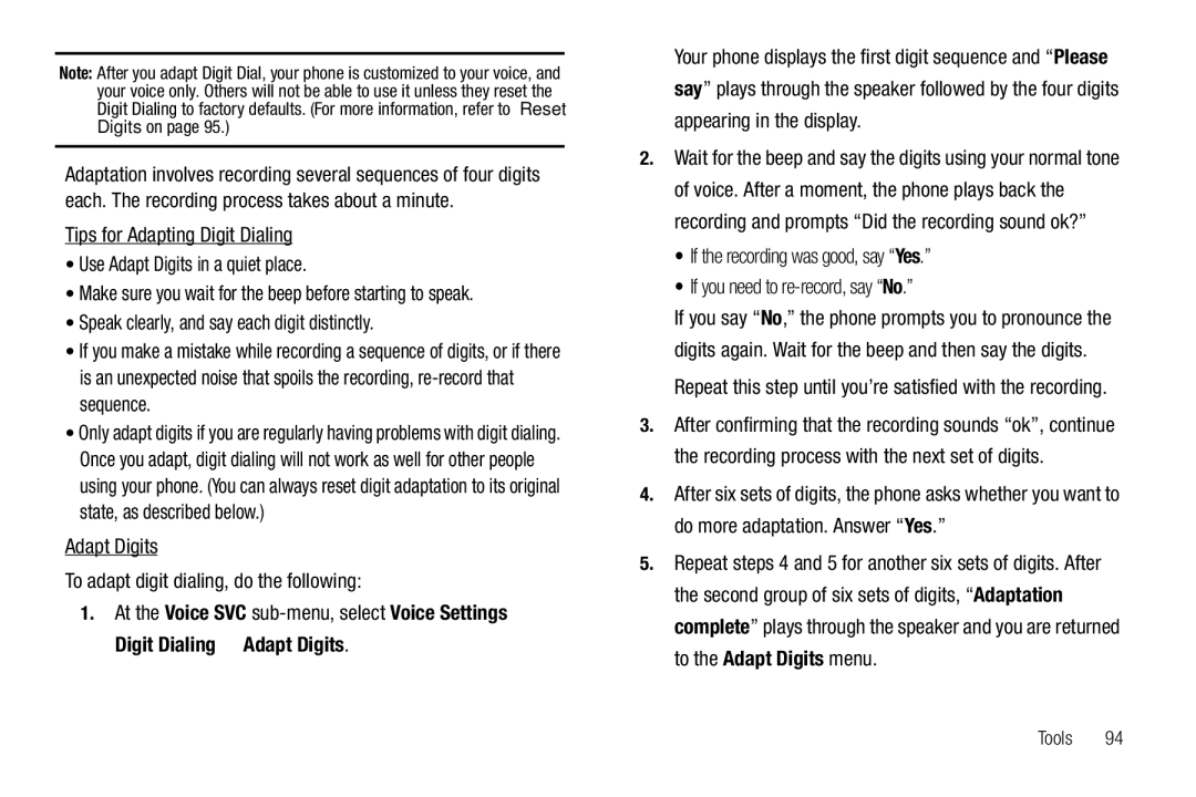 Samsung GH68-22573A user manual Adapt Digits To adapt digit dialing, do the following 