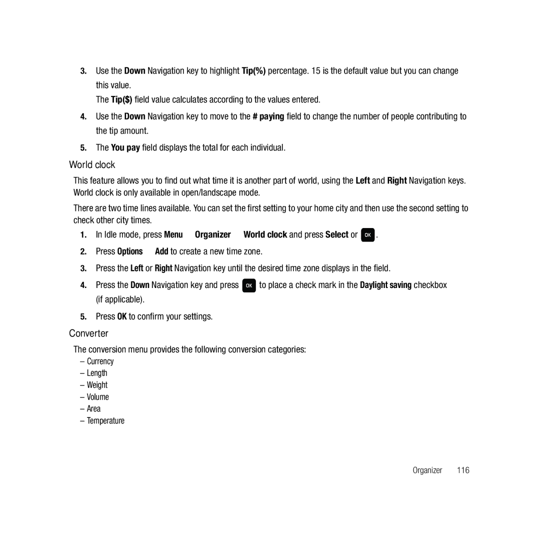 Samsung GH68-22878A user manual World clock, Converter 