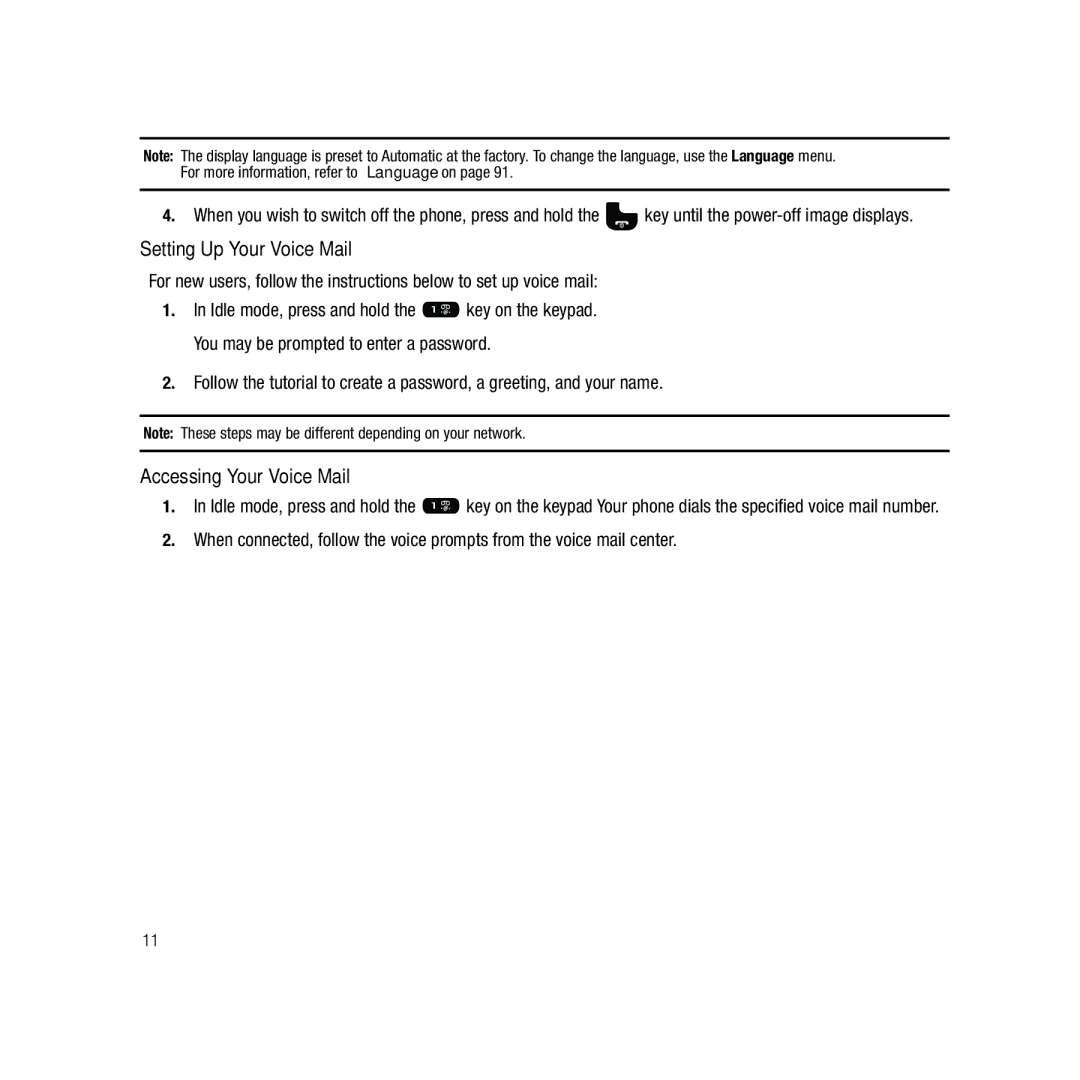 Samsung GH68-22878A user manual Setting Up Your Voice Mail, Accessing Your Voice Mail 