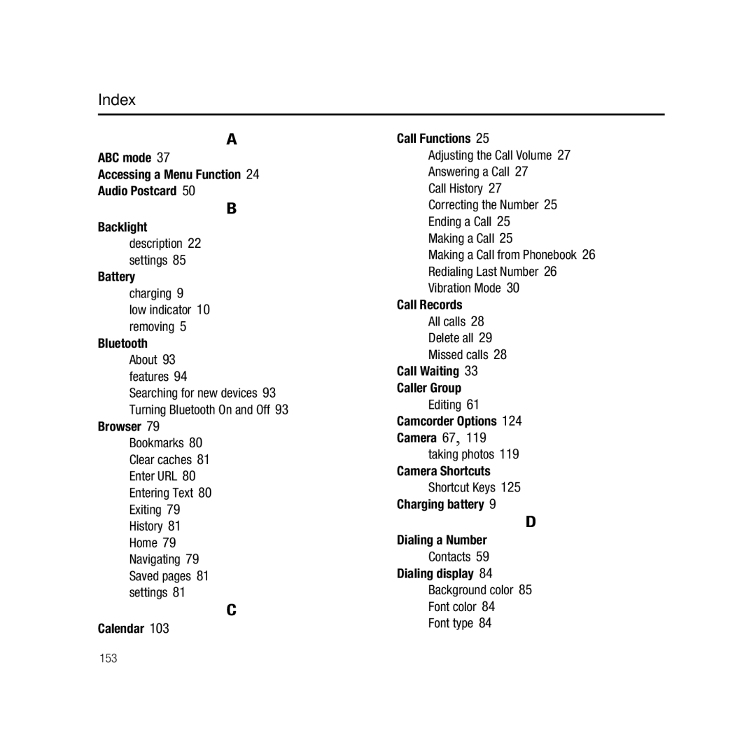 Samsung GH68-22878A user manual Index 