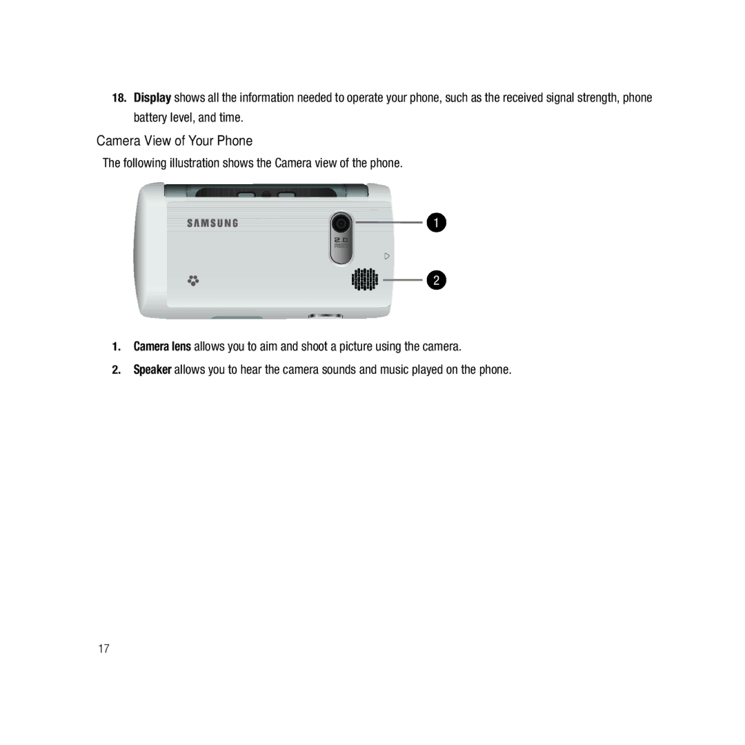 Samsung GH68-22878A user manual Camera View of Your Phone 