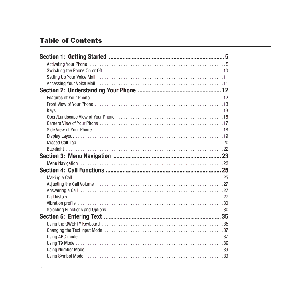 Samsung GH68-22878A user manual Table of Contents 