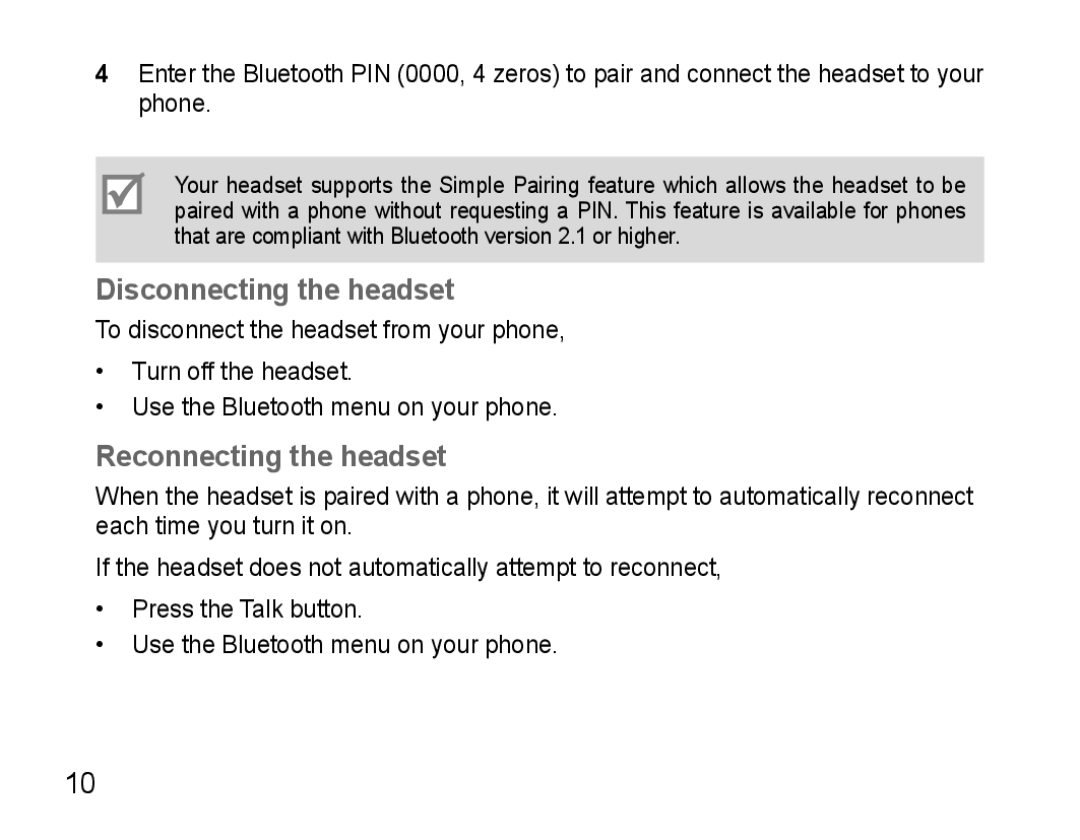 Samsung WEP470, GH68-22914A manual Disconnecting the headset, Reconnecting the headset 