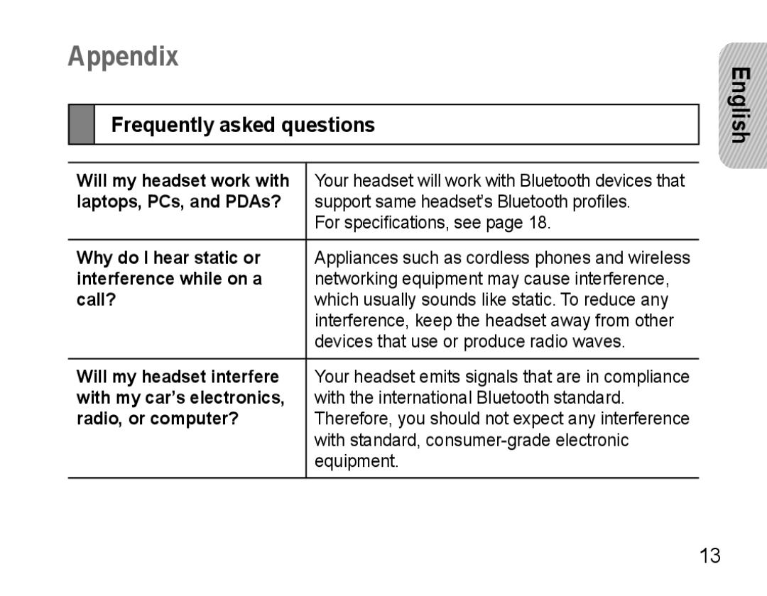 Samsung GH68-22914A, WEP470 manual Appendix, Frequently asked questions 