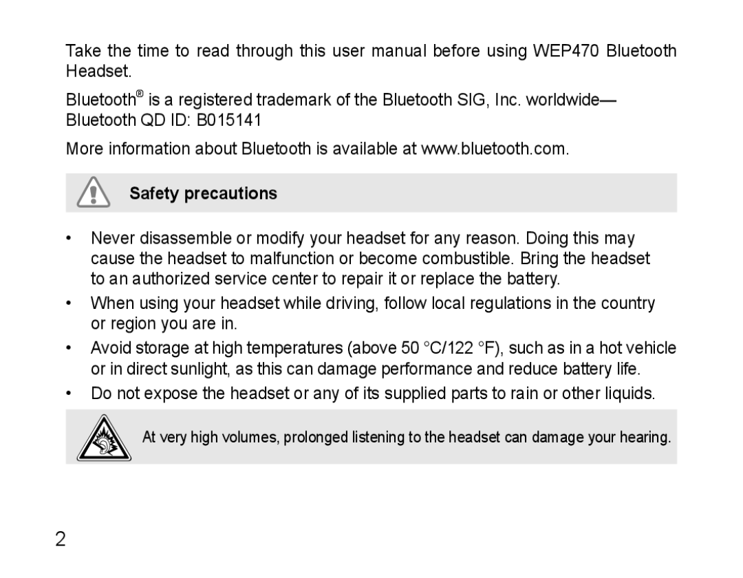 Samsung WEP470, GH68-22914A manual Safety precautions 