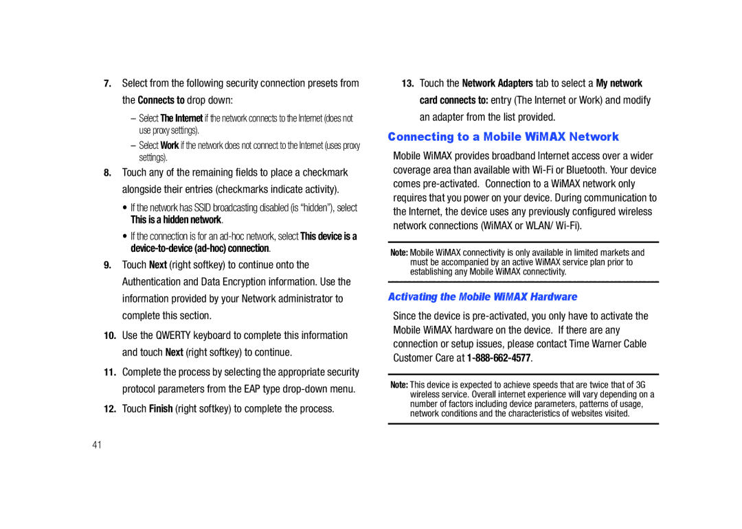 Samsung GH68-23169A manual Connecting to a Mobile WiMAX Network, Activating the Mobile WiMAX Hardware 