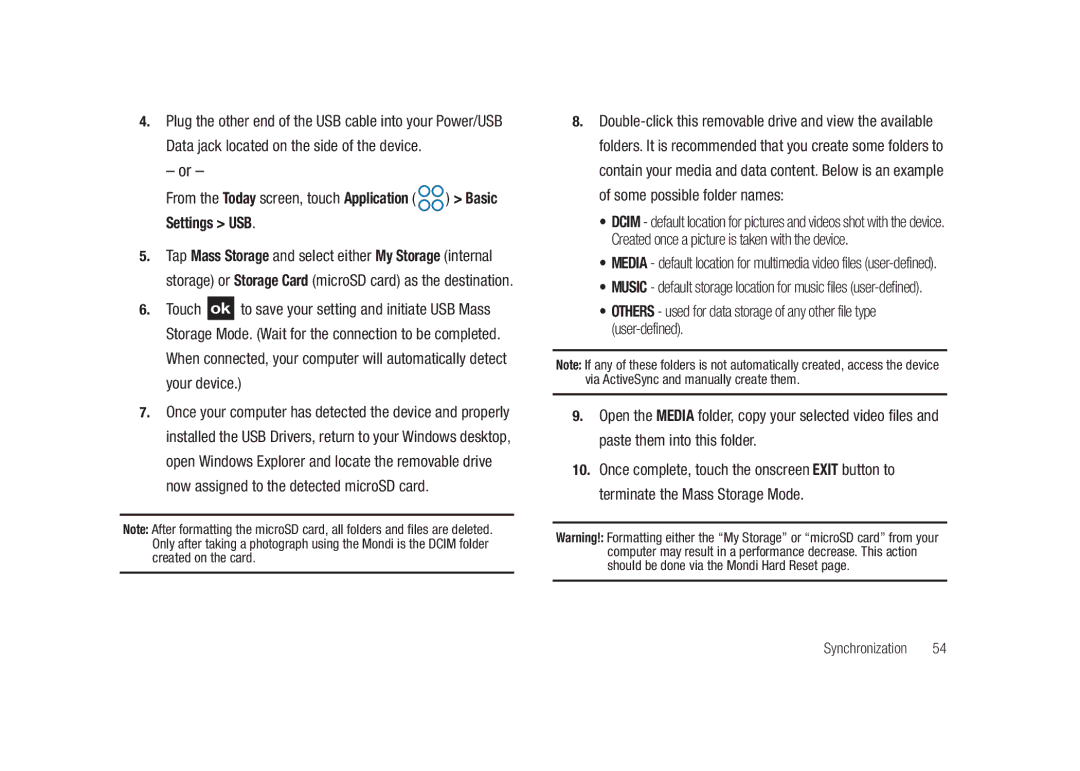 Samsung GH68-23169A manual Settings USB 