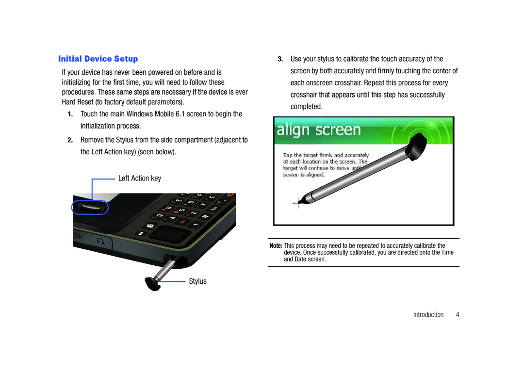 Samsung GH68-23169A manual Initial Device Setup, Stylus, Introduction 