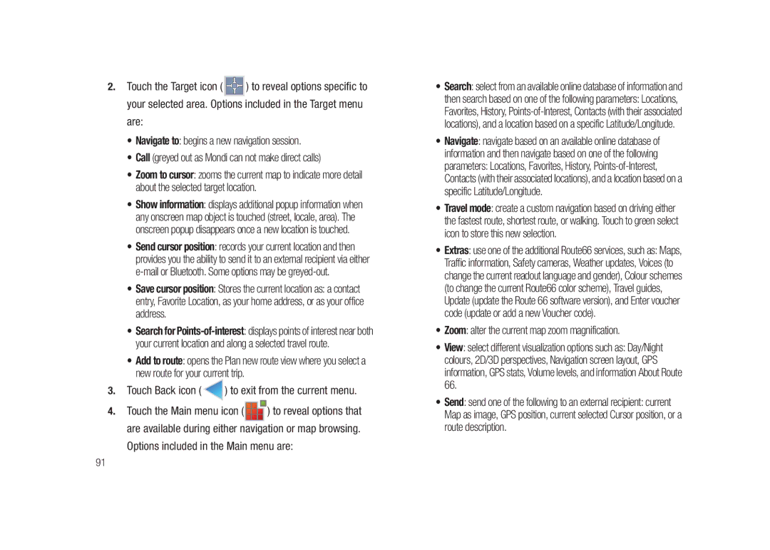 Samsung GH68-23169A manual Are, About the selected target location, Address, Touch Back icon 