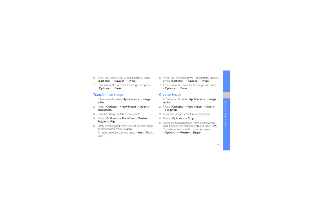 Samsung GH68-23213A manual Transform an image, Crop an image 