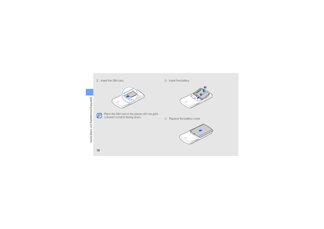 Samsung GH68-23488A manual Insert the SIM card 