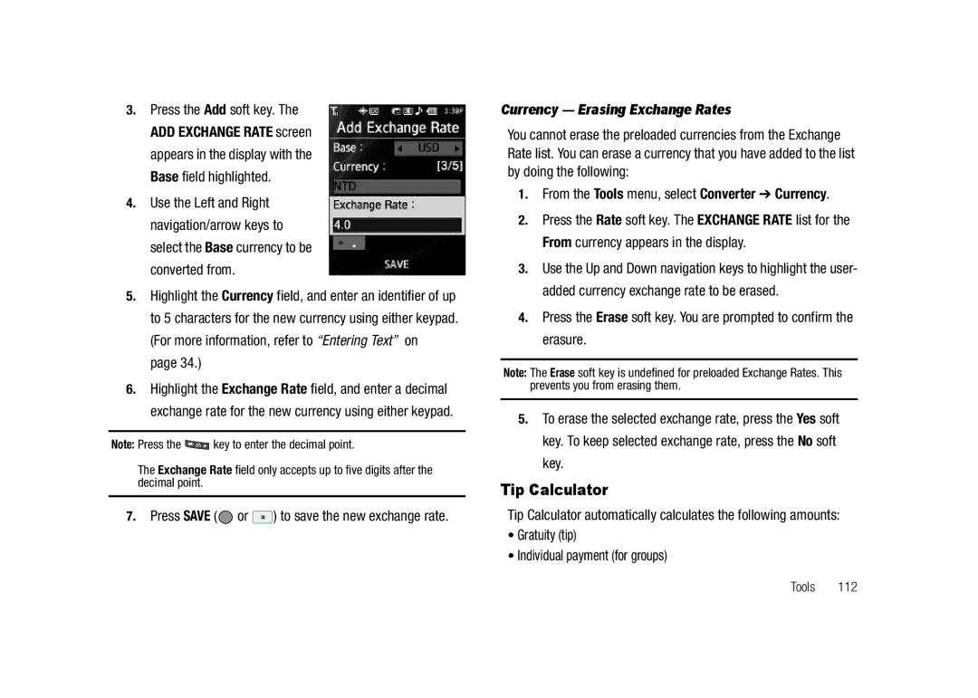 Samsung GH68-23718A Tip Calculator, Currency Erasing Exchange Rates, From the Tools menu, select Converter Currency 