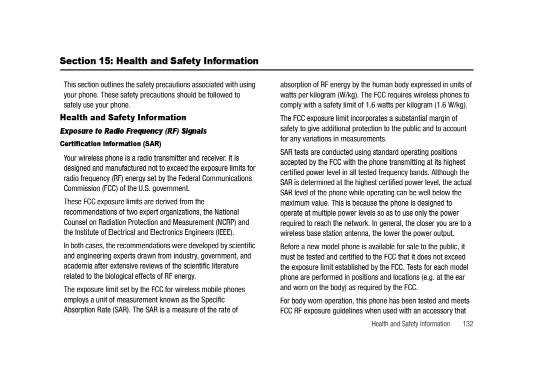 Samsung GH68-23718A Health and Safety Information, Exposure to Radio Frequency RF Signals, Certification Information SAR 