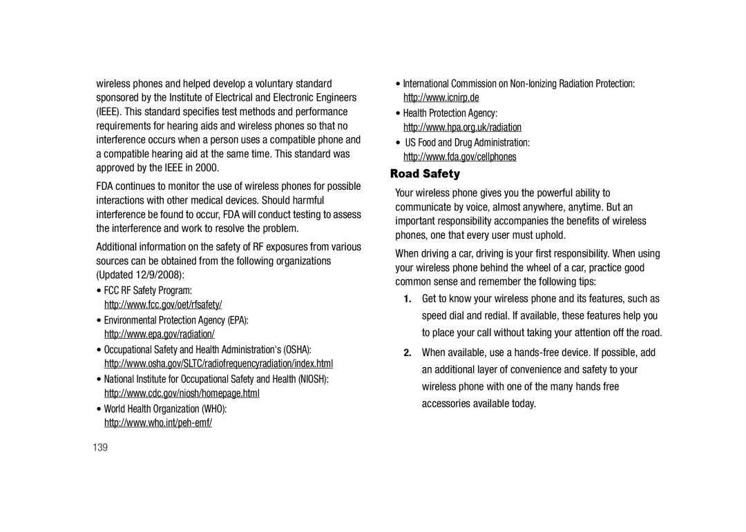 Samsung GH68-23718A user manual Road Safety 