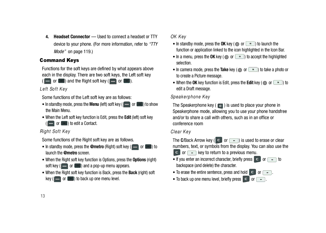 Samsung GH68-23718A user manual Command Keys 