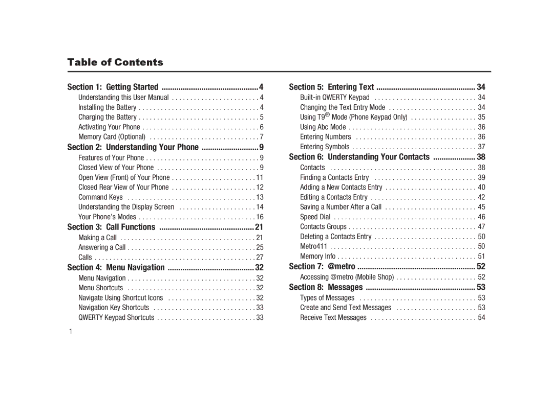 Samsung GH68-23718A user manual Table of Contents 