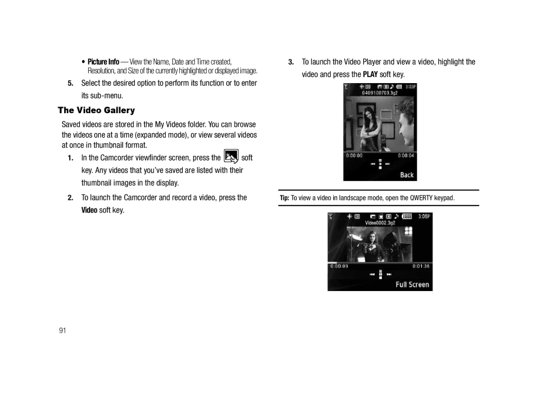 Samsung GH68-23718A user manual Video Gallery 