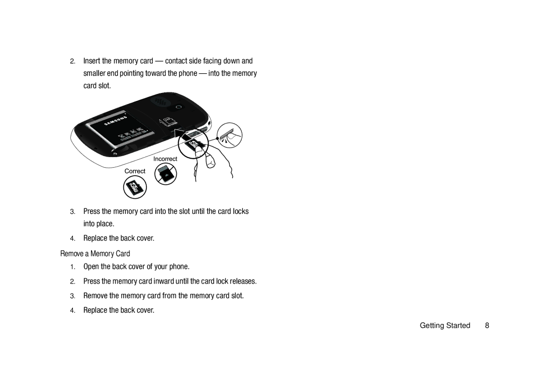 Samsung GH68-23902A user manual Remove a Memory Card 