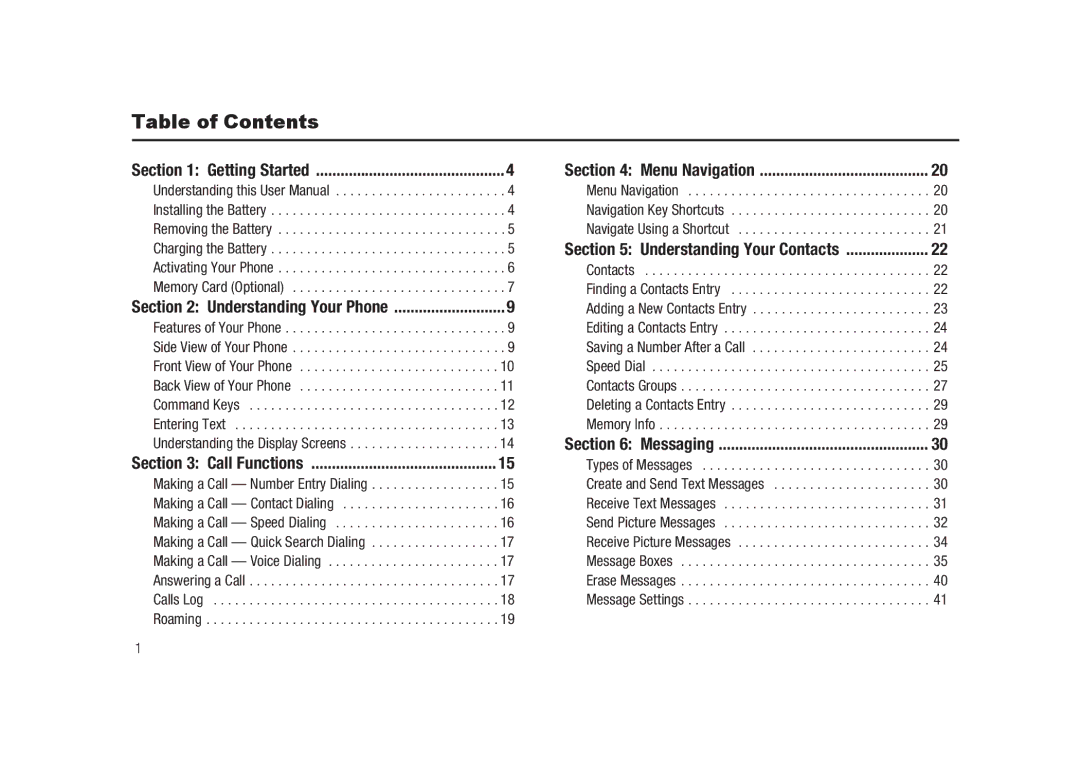 Samsung GH68-23902A user manual Table of Contents 