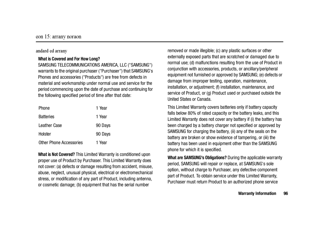 Samsung GH68-23902A user manual Warranty Information, Standard Limited Warranty, What is Covered and For How Long? 