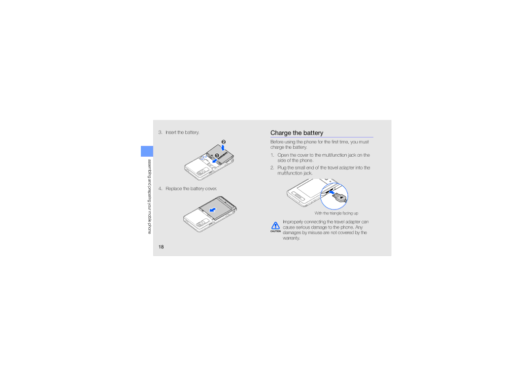 Samsung GH68-24051A manual Charge the battery 