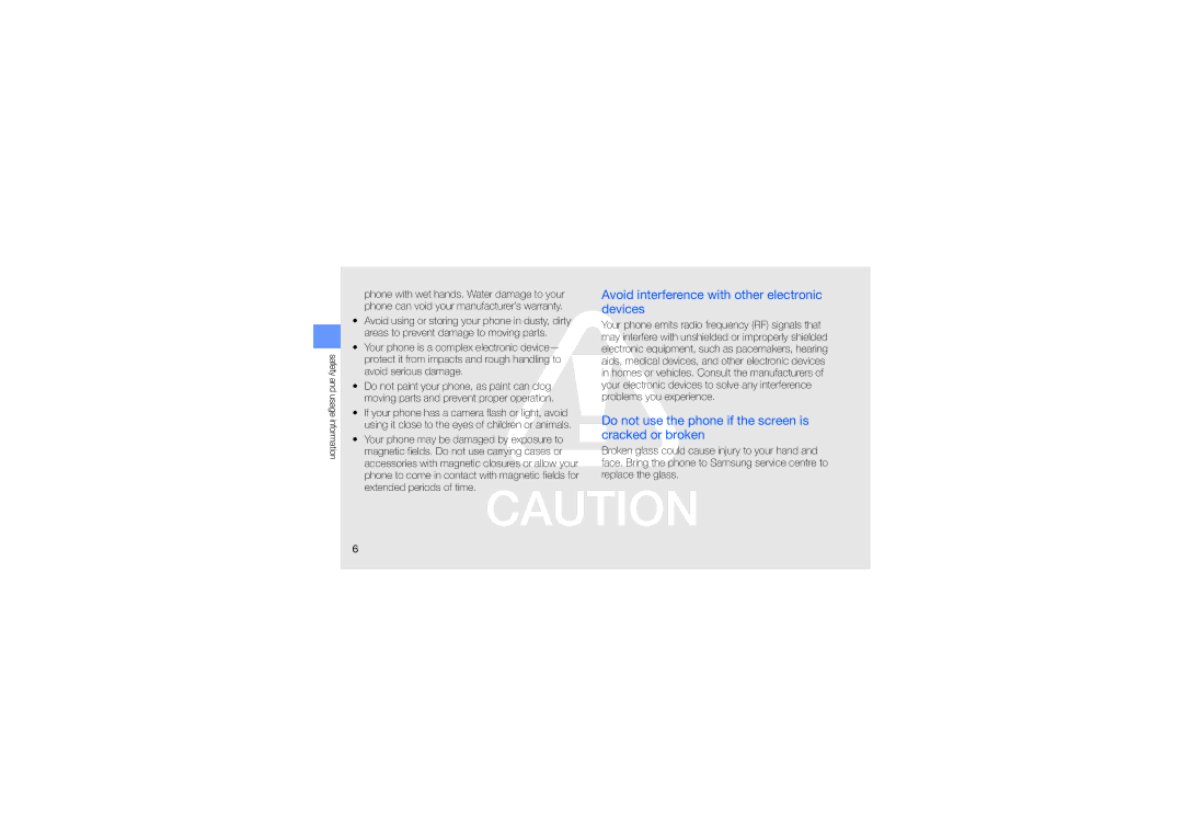 Samsung GH68-24684A manual Avoid interference with other electronic devices 