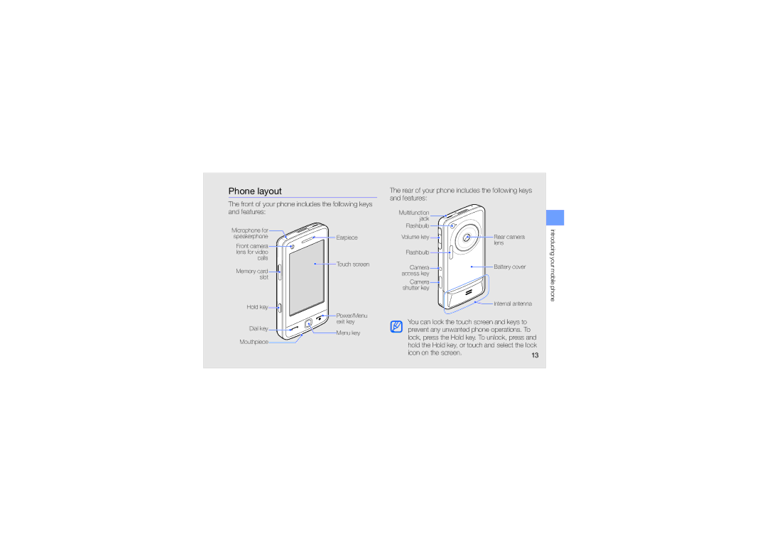 Samsung GH68-24684A manual Phone layout, Icon on the screen 