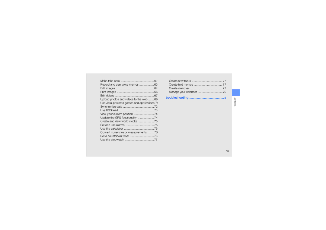 Samsung GH68-24684A manual Vii, Convert currencies or measurements 