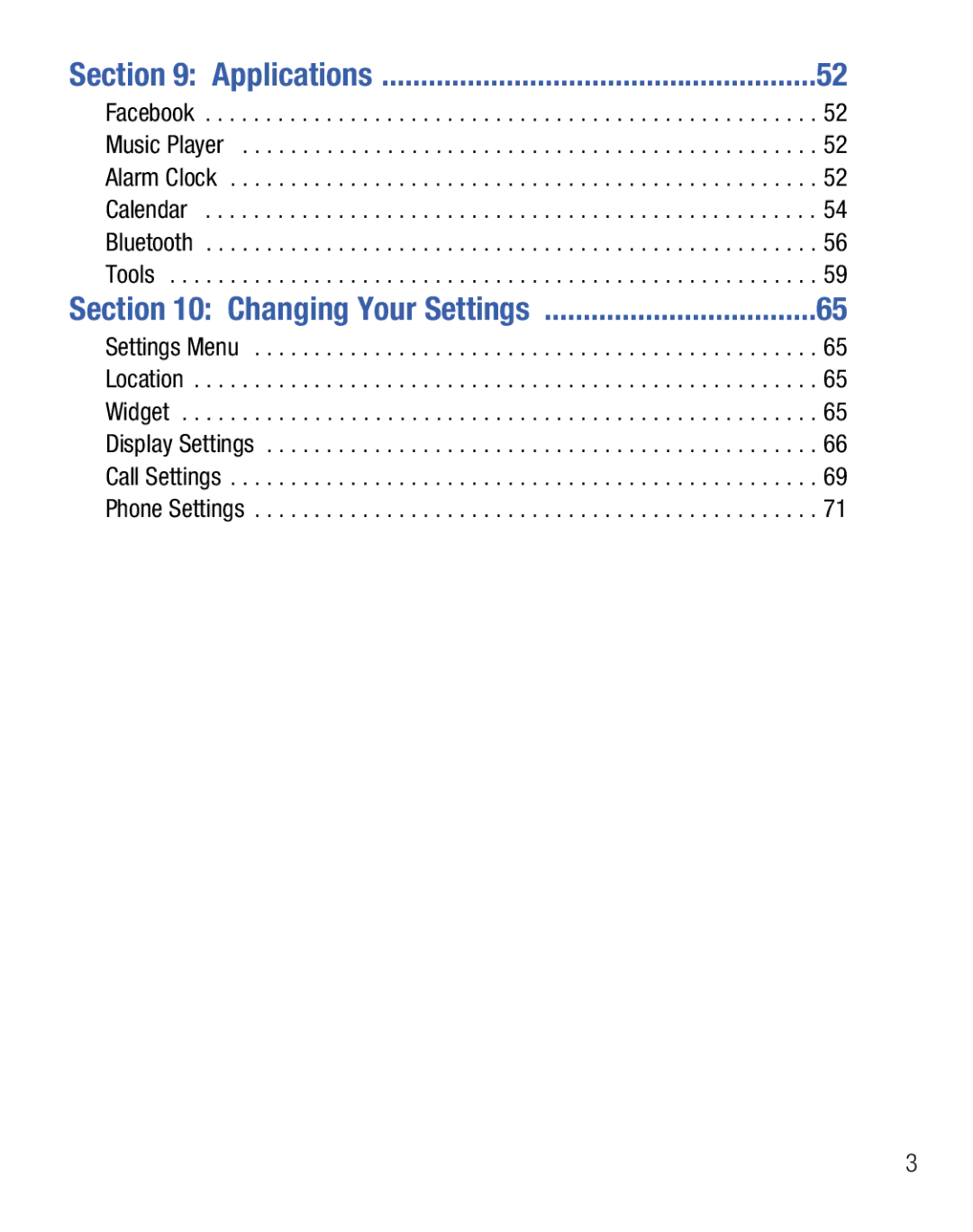 Samsung GH68-25119A user manual Applications, Changing Your Settings 