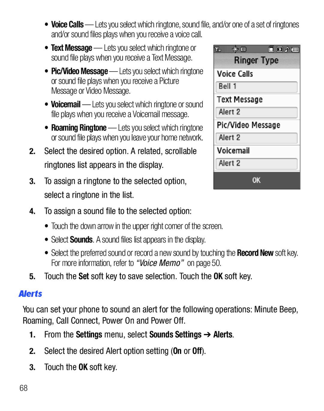 Samsung GH68-25119A user manual From the Settings menu, select Sounds Settings Alerts 