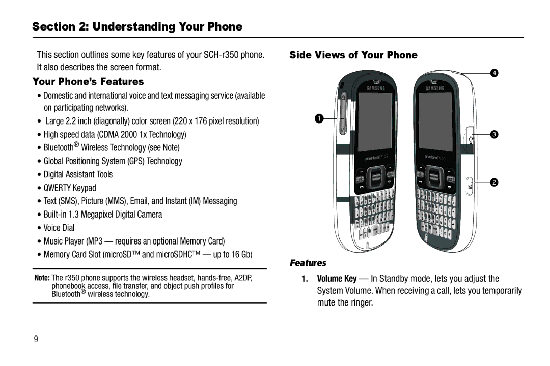 Samsung GH68-25489A user manual Understanding Your Phone, Your Phone’s Features, Side Views of Your Phone 