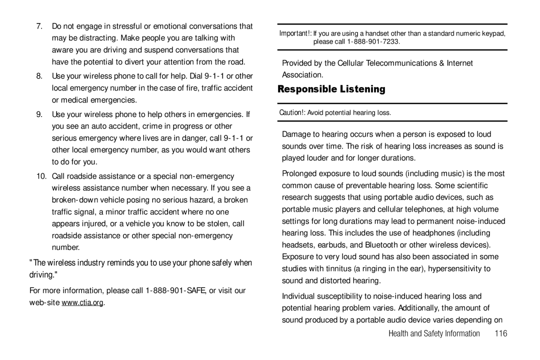 Samsung GH68-25523A user manual Responsible Listening, 116 