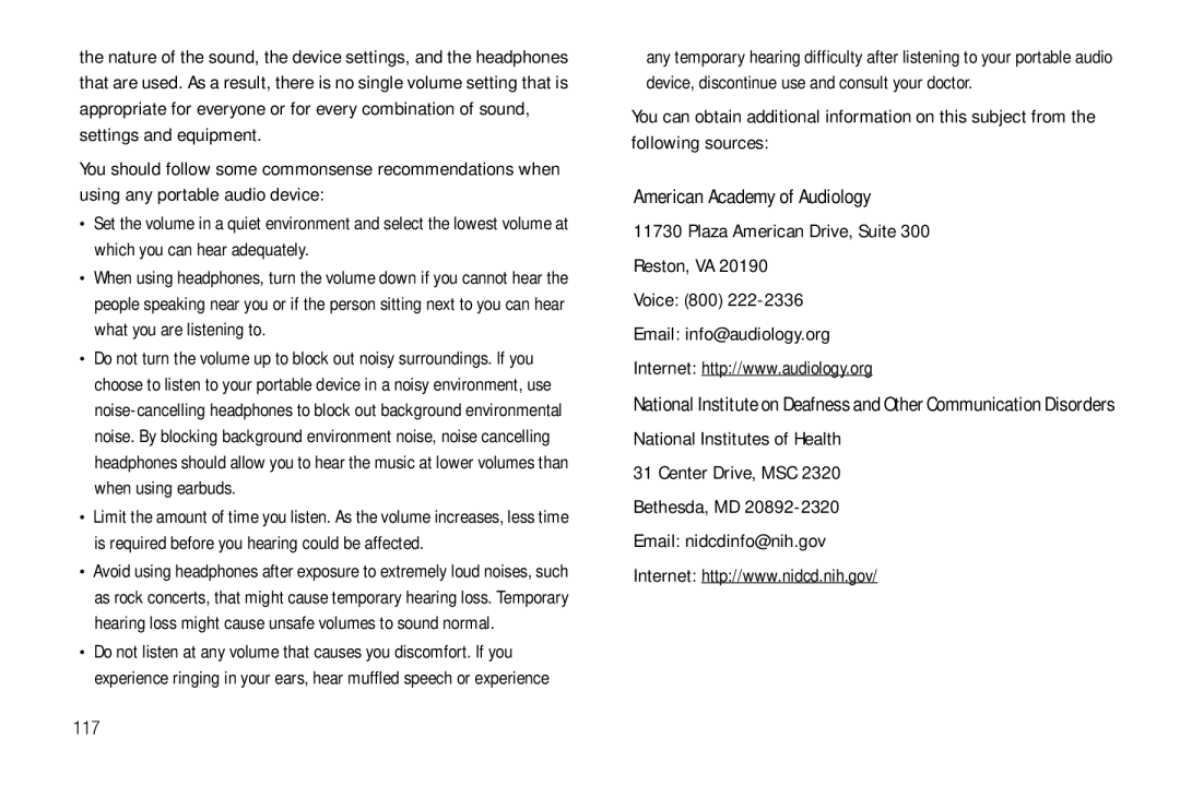 Samsung GH68-25523A user manual American Academy of Audiology, 117 