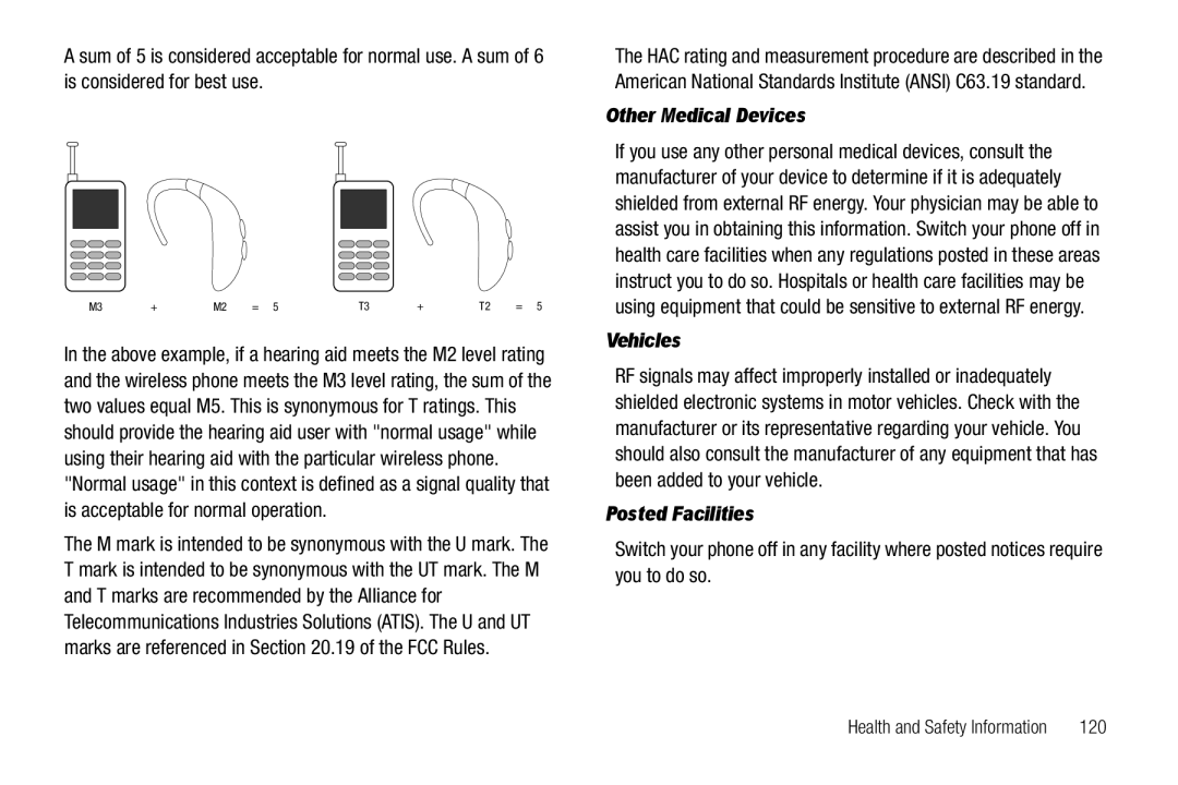 Samsung GH68-25523A user manual Other Medical Devices, Vehicles, Posted Facilities, 120 