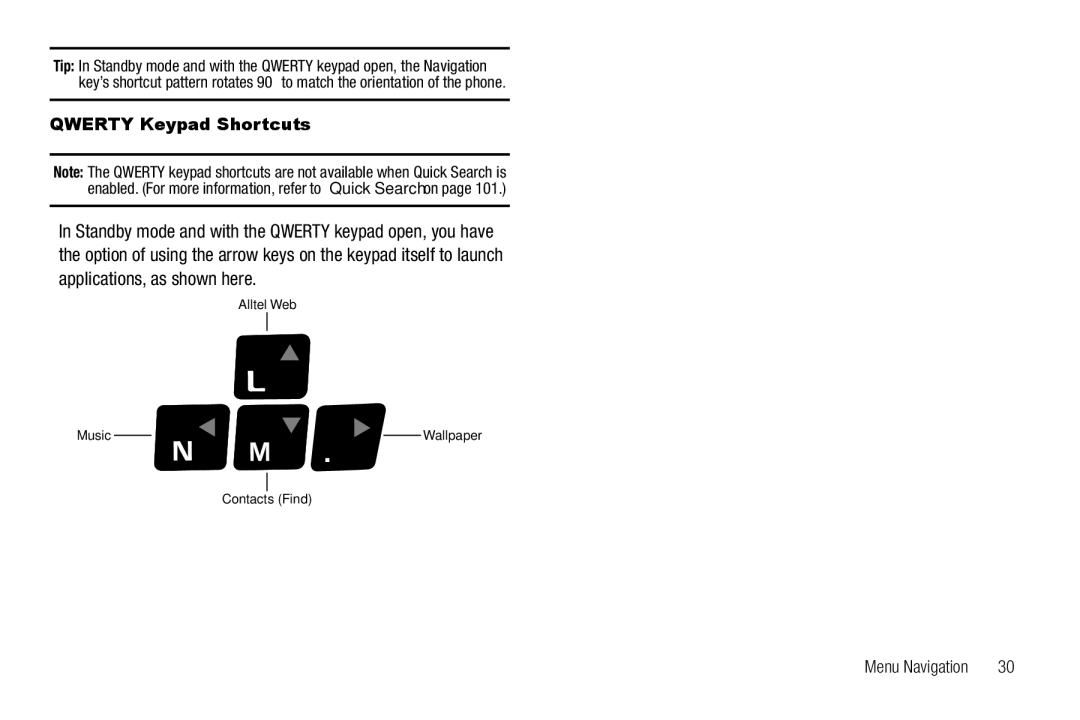 Samsung GH68-25523A user manual Qwerty Keypad Shortcuts 