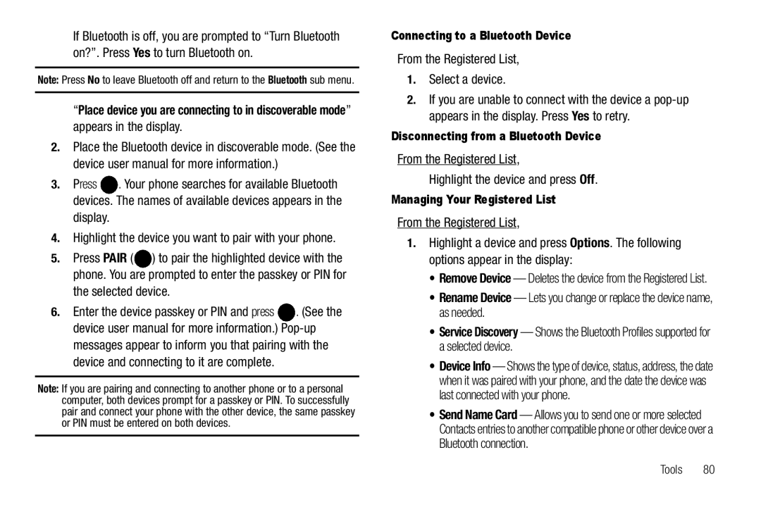 Samsung GH68-25523A user manual Selected device, From the Registered List Select a device 