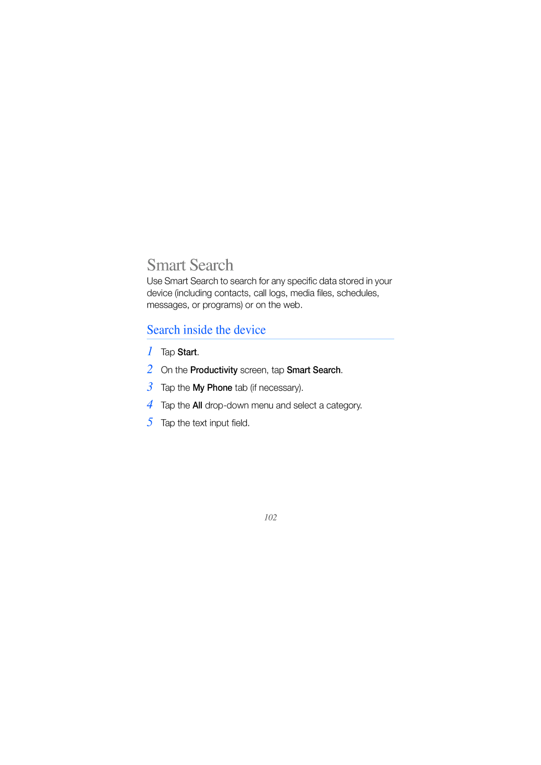 Samsung GH68-25554A manual Smart Search, Search inside the device 