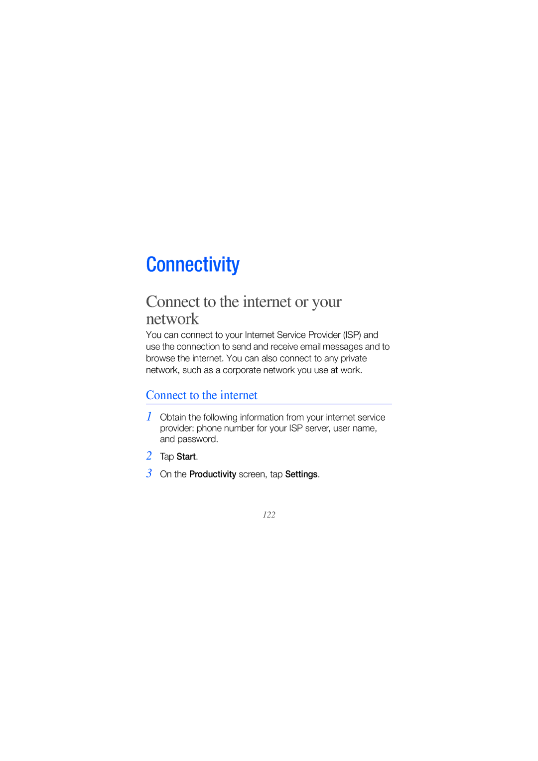 Samsung GH68-25554A manual Connect to the internet or your network 