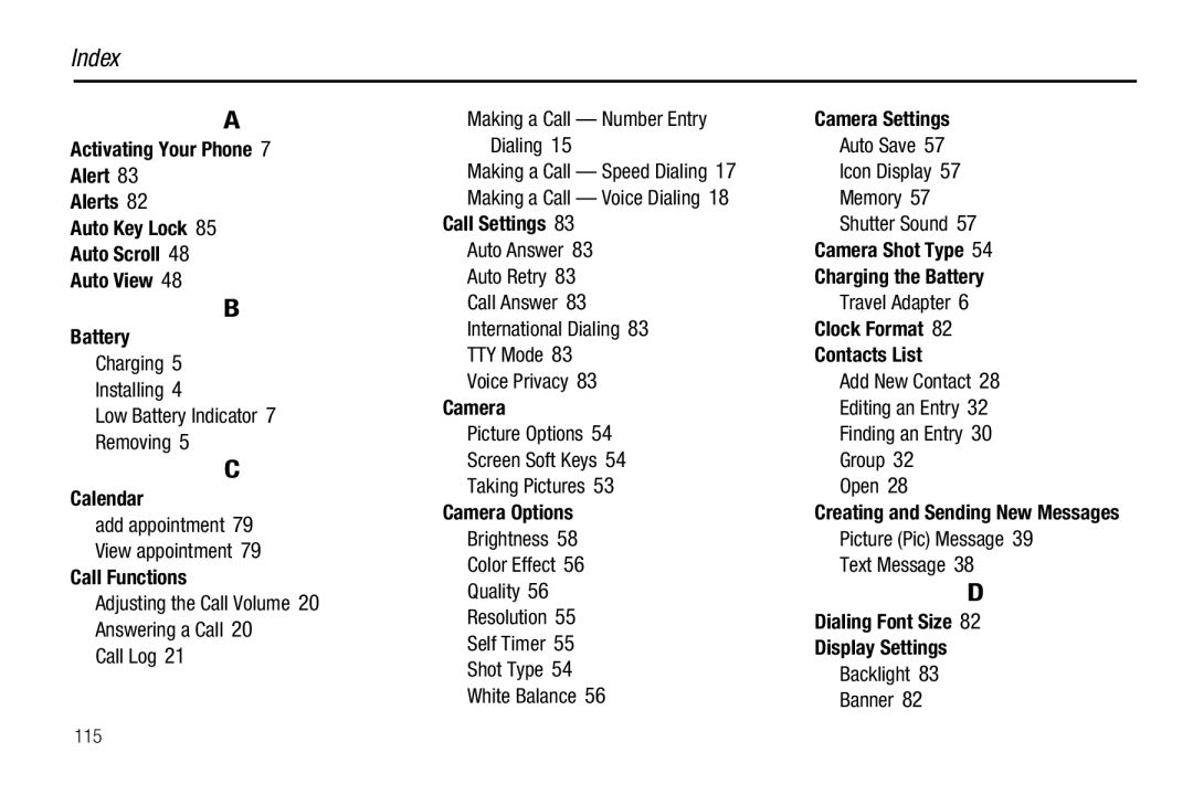 Samsung GH68-26097A user manual Index 