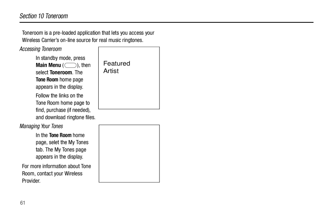 Samsung GH68-26097A user manual Accessing Toneroom, Managing Your Tones 