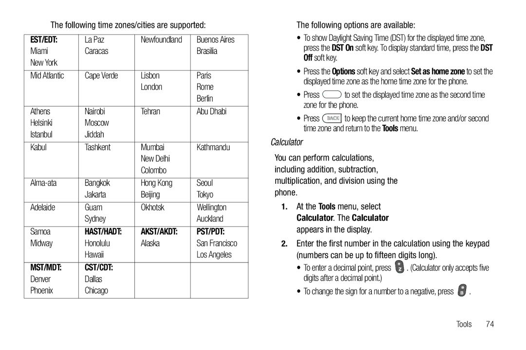 Samsung GH68-26097A user manual Calculator 