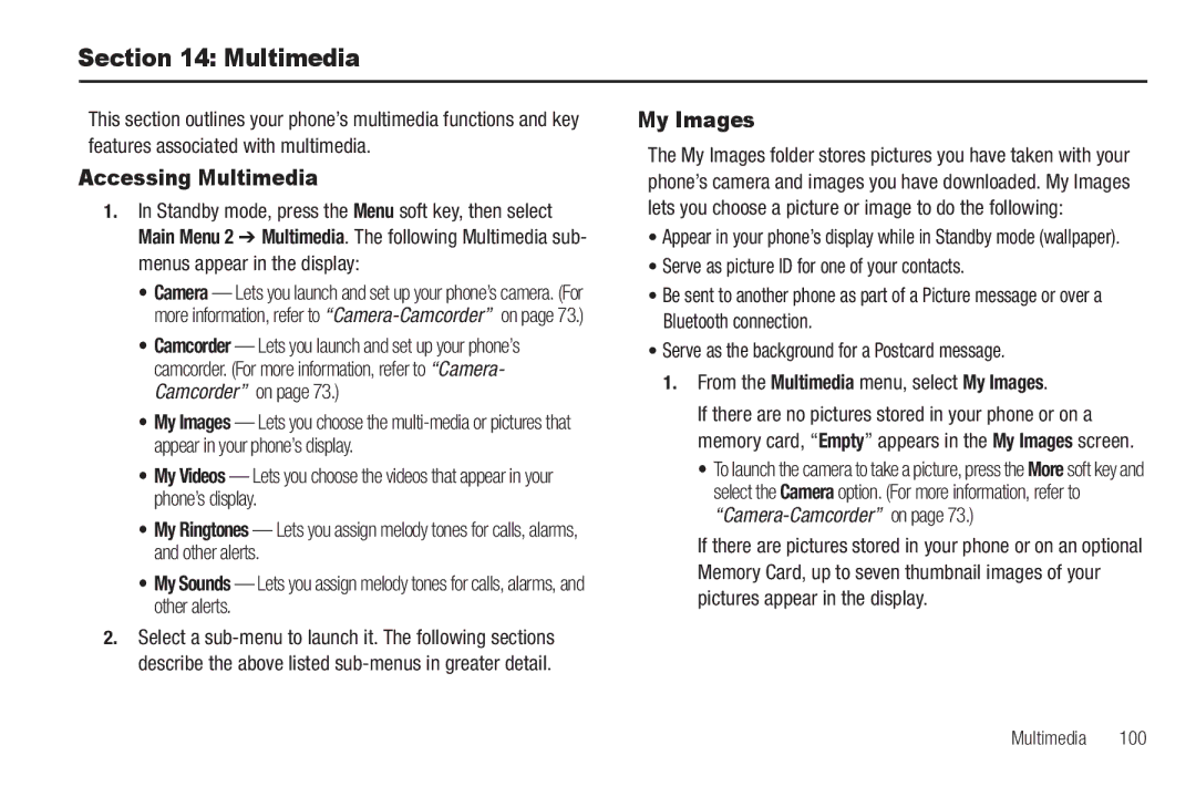 Samsung GH68-26316A user manual Accessing Multimedia, My Images 