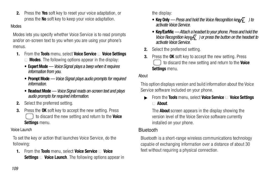 Samsung GH68-26316A user manual Bluetooth, Select the preferred setting, Settings menu 